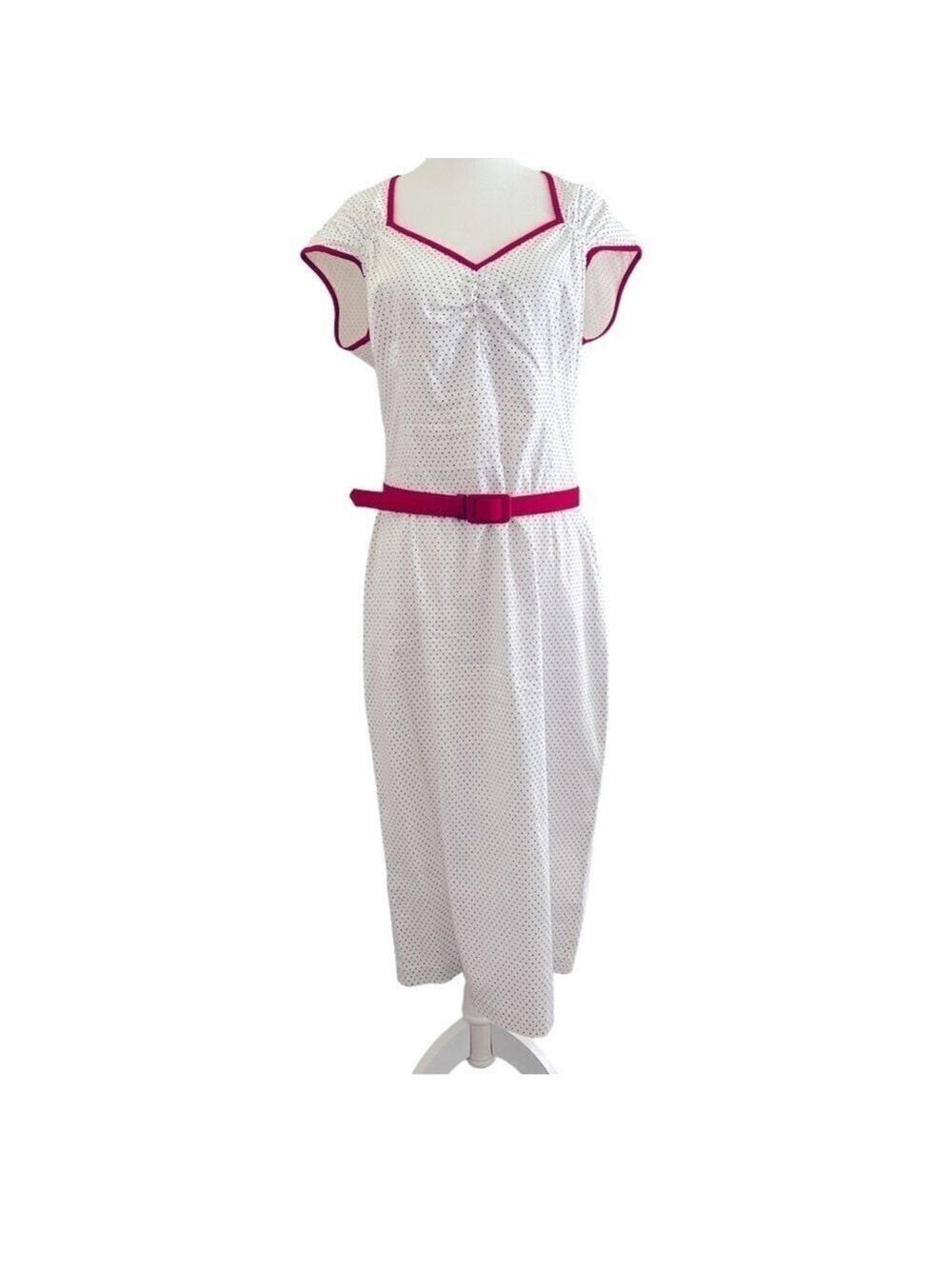 Pinup couture white polka dot picnic dress